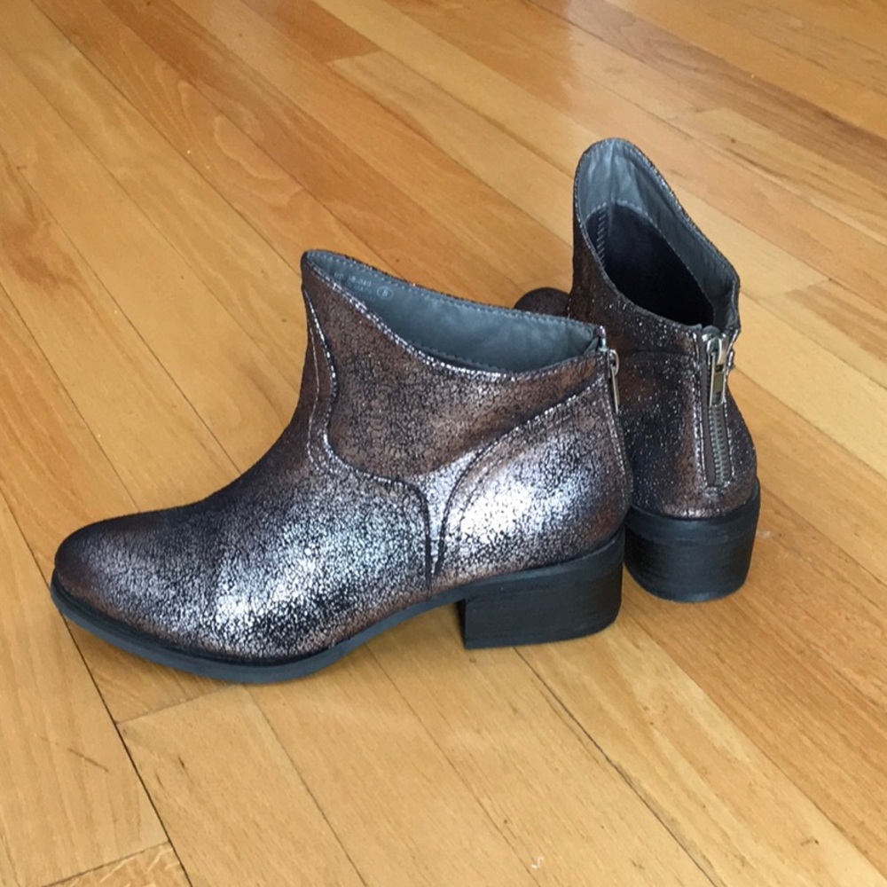 Metallic Gold Distressed Ankle Boots